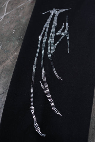 RIBCAGE RHINESTONE BLACK FRONT ZIP