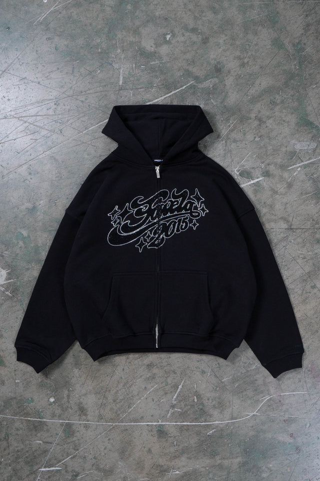 RHINESTONE 2015 BLACK FRONT ZIP