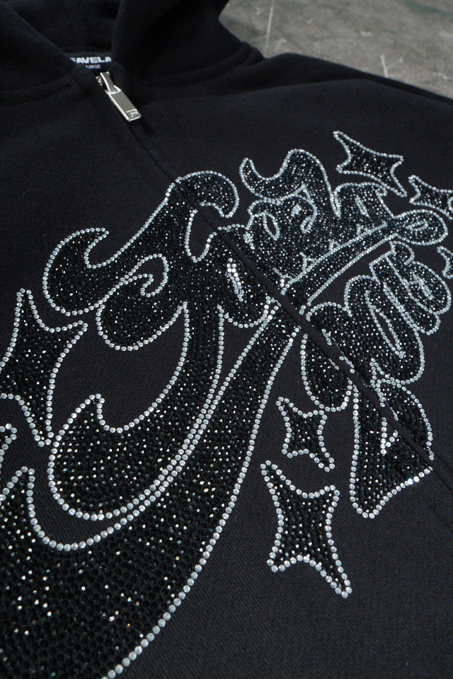 RHINESTONE 2015 BLACK FRONT ZIP