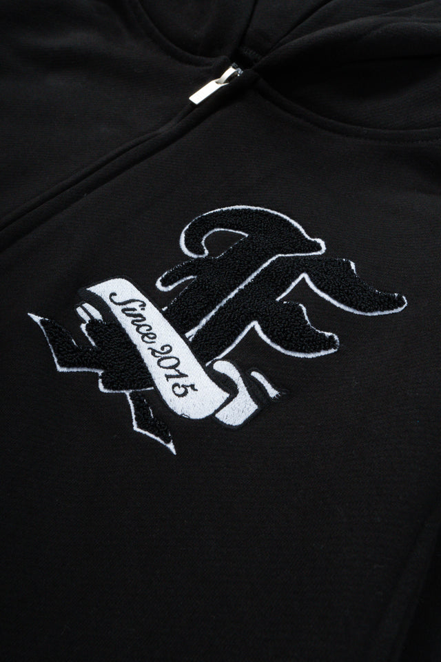 F TERRY BLACK FRONT ZIP