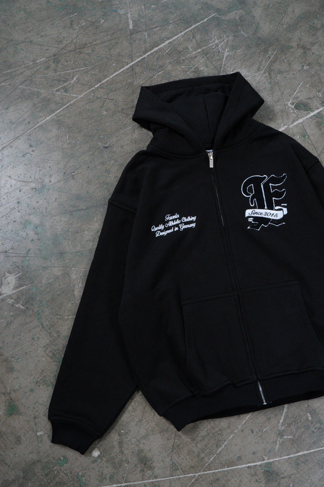 F TERRY BLACK FRONT ZIP