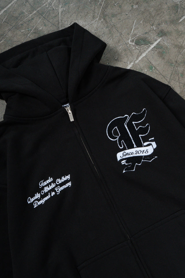 F TERRY BLACK FRONT ZIP