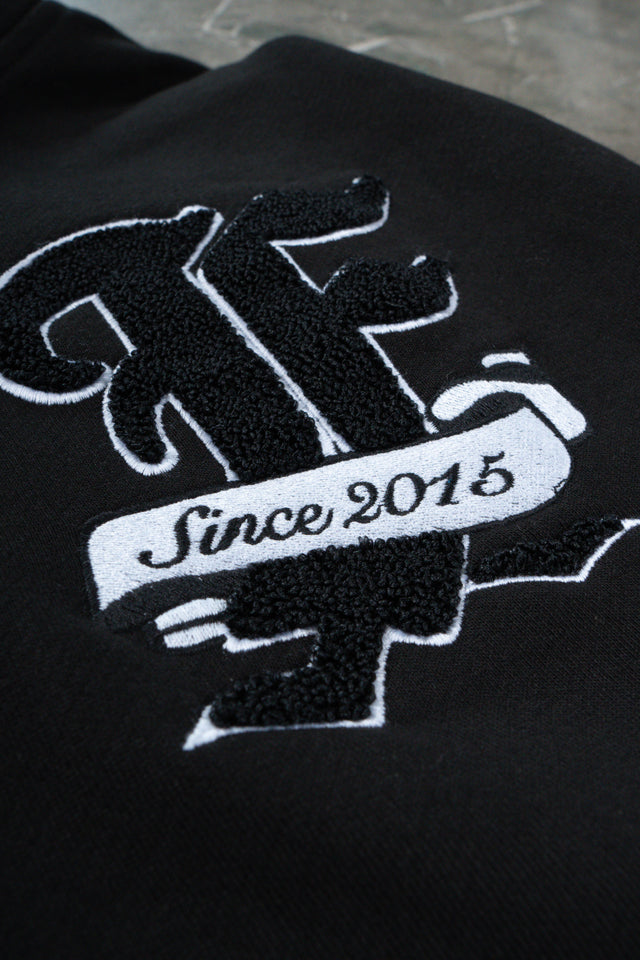 F TERRY BLACK FRONT ZIP