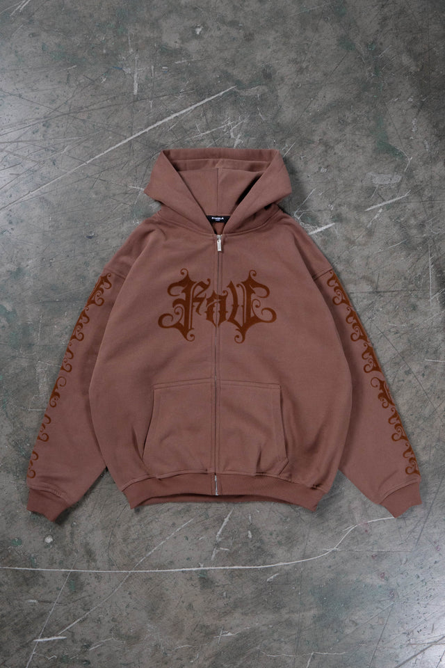 VELOUR BROWN FRONTZIP