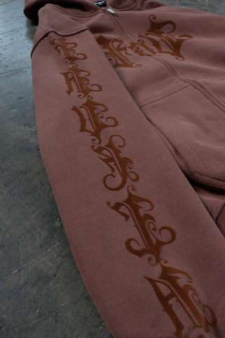VELOUR BROWN FRONTZIP