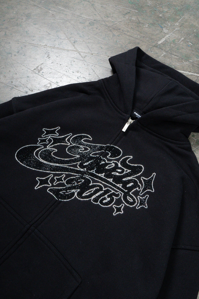 RHINESTONE 2015 BLACK FRONT ZIP