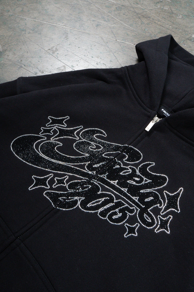 RHINESTONE 2015 BLACK FRONT ZIP