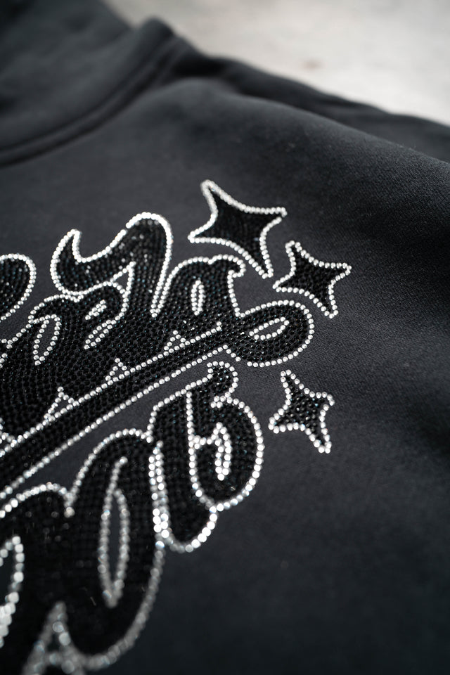 RHINESTONE 2015 BLACK SNAP BUTTON HOODIE