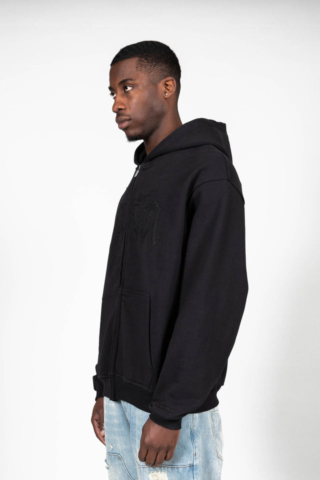 BOLT FLEECE BLACK FRONT ZIP