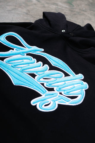 NEW 3D COLLEGE BABYBLUE/WHITE BLACK SNAP BUTTON HOODIE