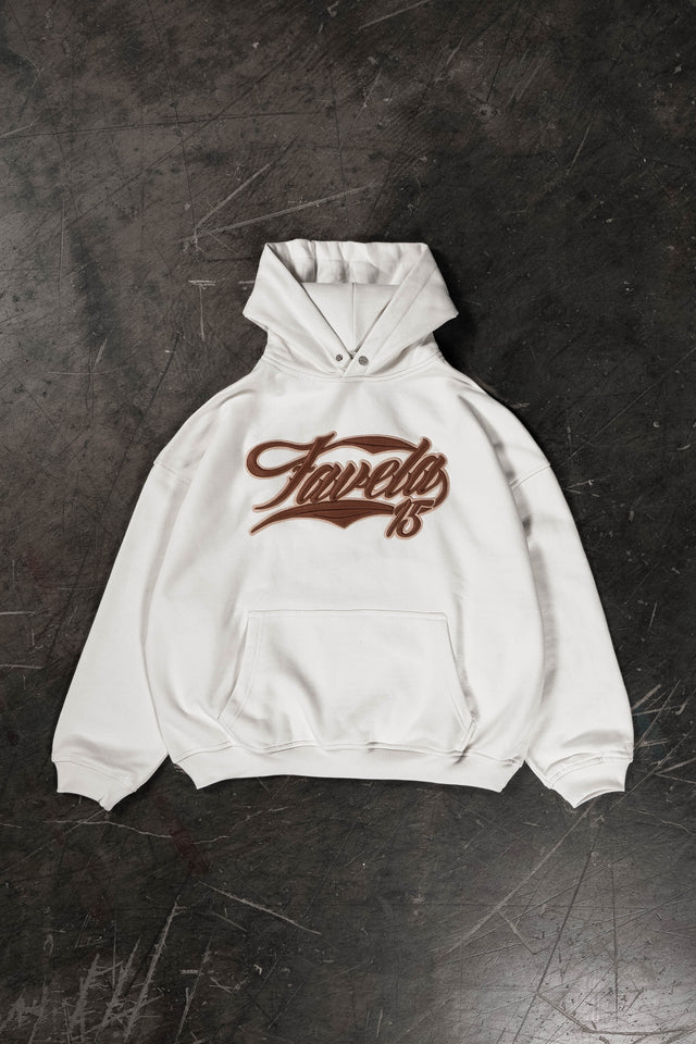 NEW 3D COLLEGE OFF WHITE / VANILLA SNAP BUTTON HOODIE