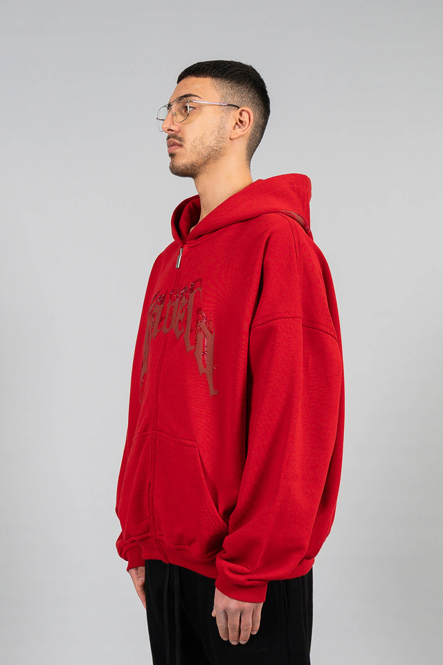AVES RHINESTONE RED FRONT ZIP
