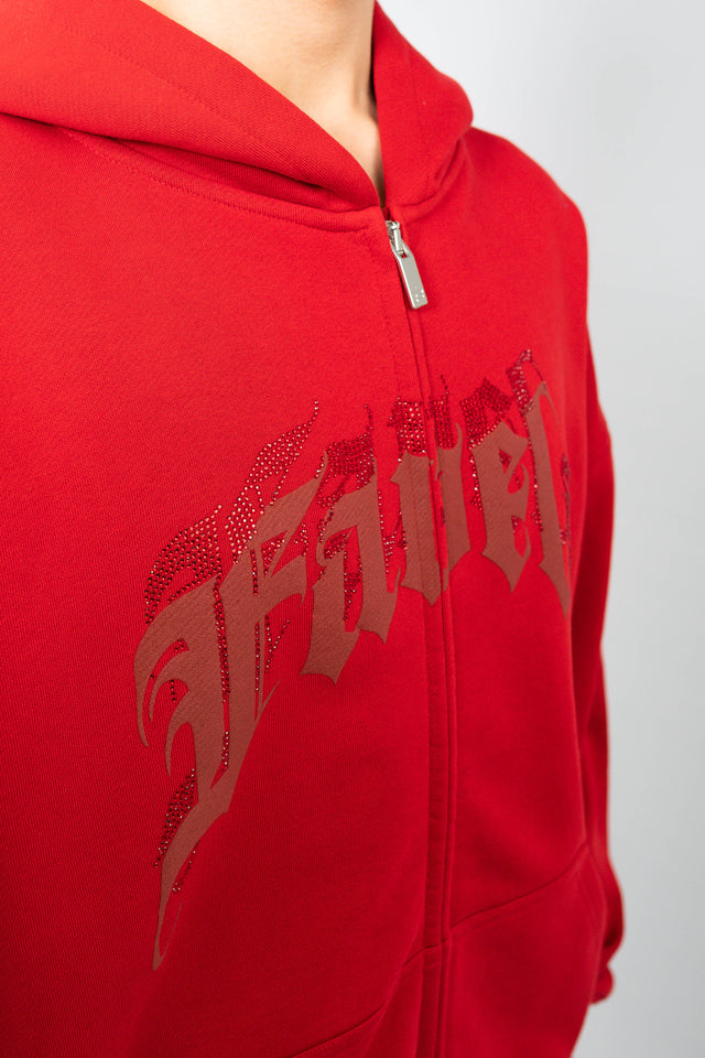 AVES RHINESTONE RED FRONT ZIP