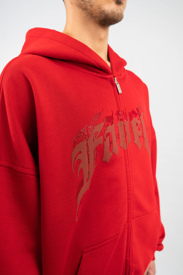 AVES RHINESTONE RED FRONT ZIP