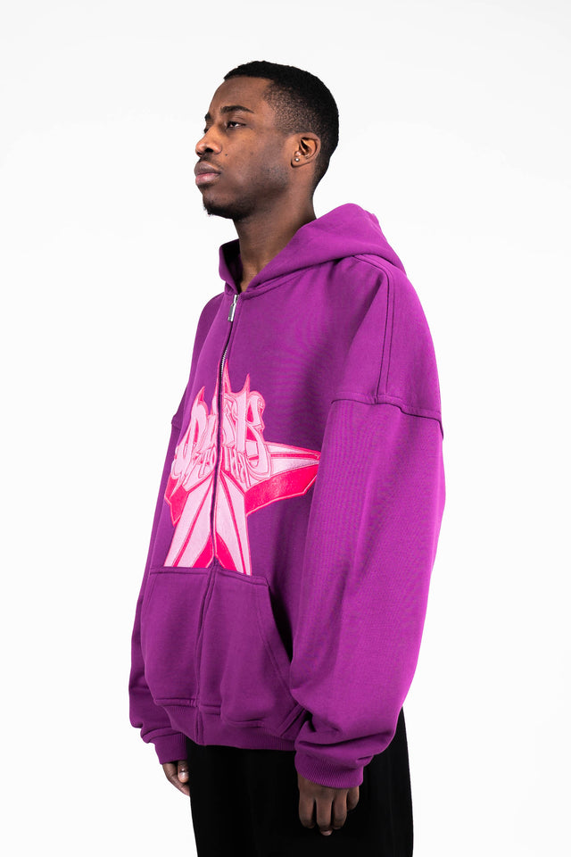 CYRILLIC STAR PURPLE FRONT ZIP