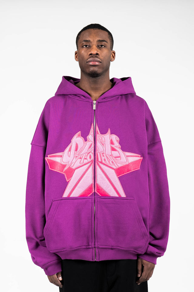 CYRILLIC STAR PURPLE FRONT ZIP
