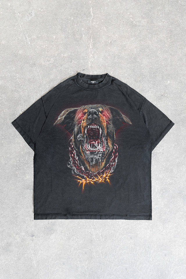 ROTTWEILER BLACK WASHED DISTRESSED T-SHIRT