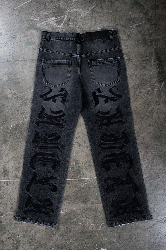 FAVELA FAVELA EMBROIDERY BLACK WASHED DENIM