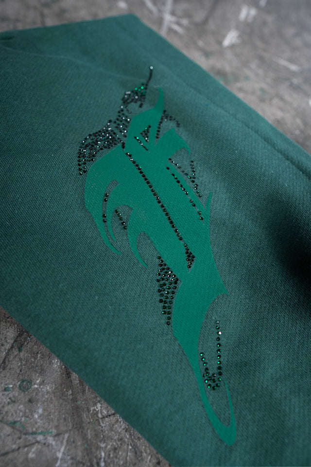 AVES RHINESTONE MILITARY GREEN FRONT ZIP