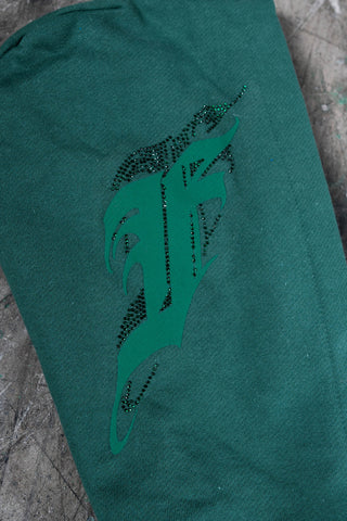 AVES RHINESTONE MILITARY GREEN SNAP BUTTON HOODIE