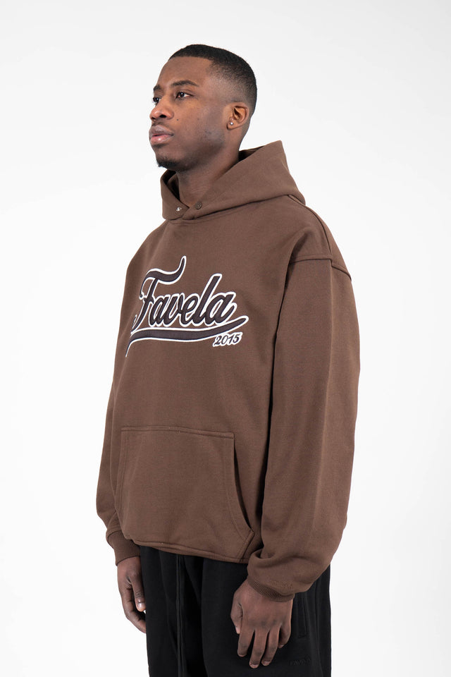 3D College Coffe Brown Snap Button Hoodie by Favela Clothing