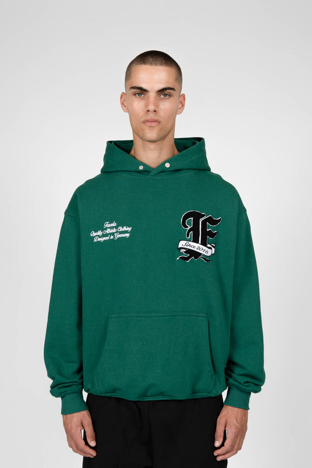 F TERRY FOREST GREEN SNAP BUTTON HOODIE