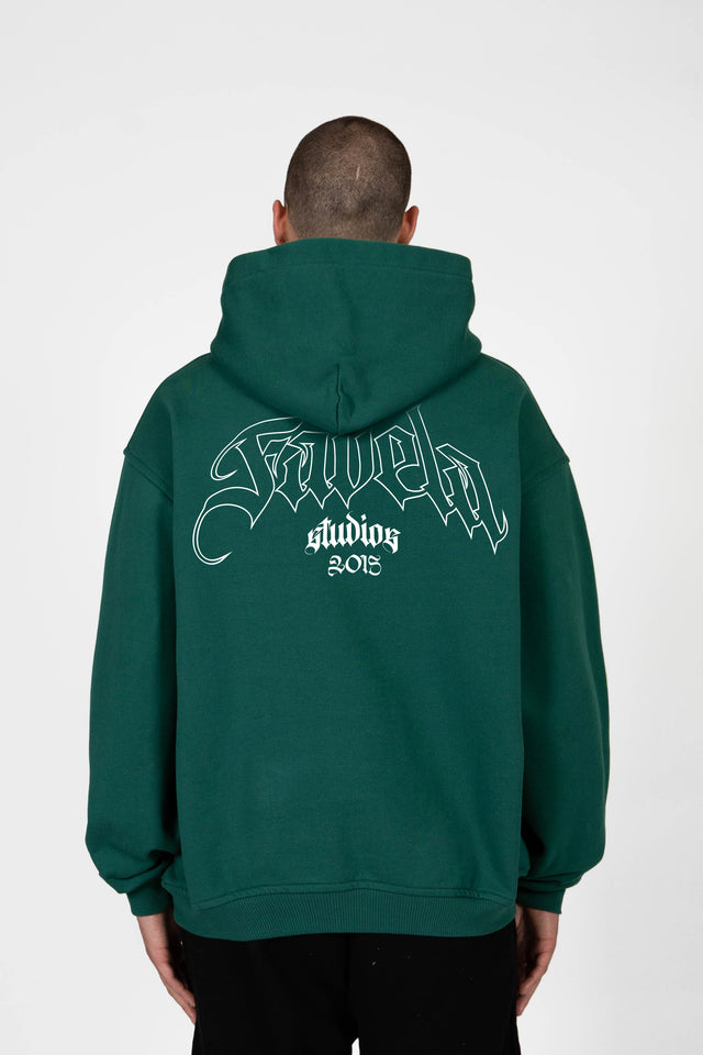 OUTLINE FOREST GREEN SNAP BUTTON HOODIE
