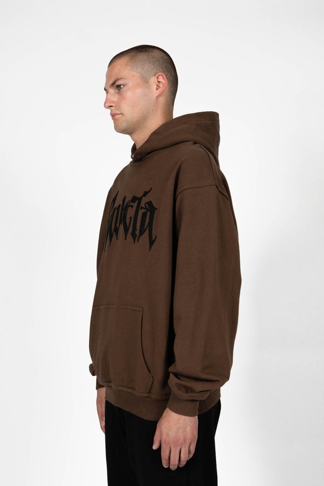 BOLT FLEECE COFFEE BROWN SNAP BUTTON HOODIE