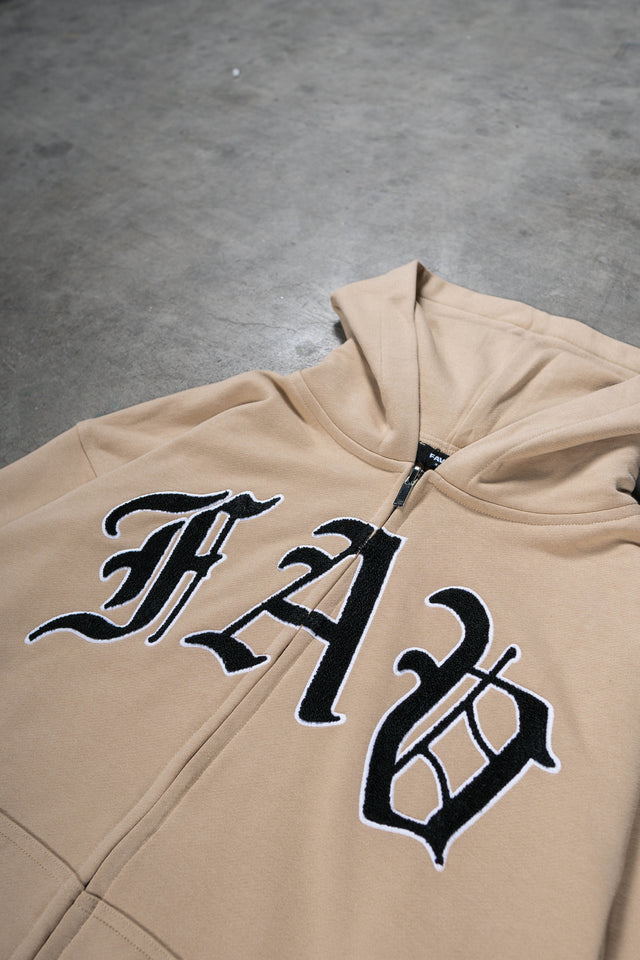 FAV TERRY BEIGE FRONT ZIP