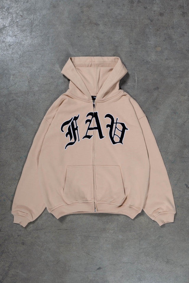 FAV TERRY BEIGE FRONT ZIP