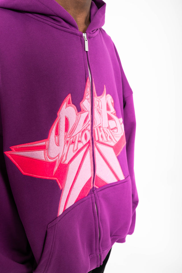 CYRILLIC STAR PURPLE FRONT ZIP