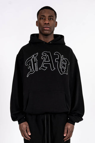 FAV TERRY BLACK SNAP BUTTON HOODIE