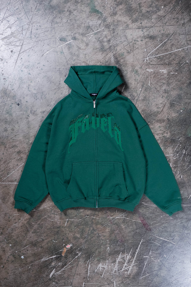 AVES RHINESTONE MILITARY GREEN FRONT ZIP