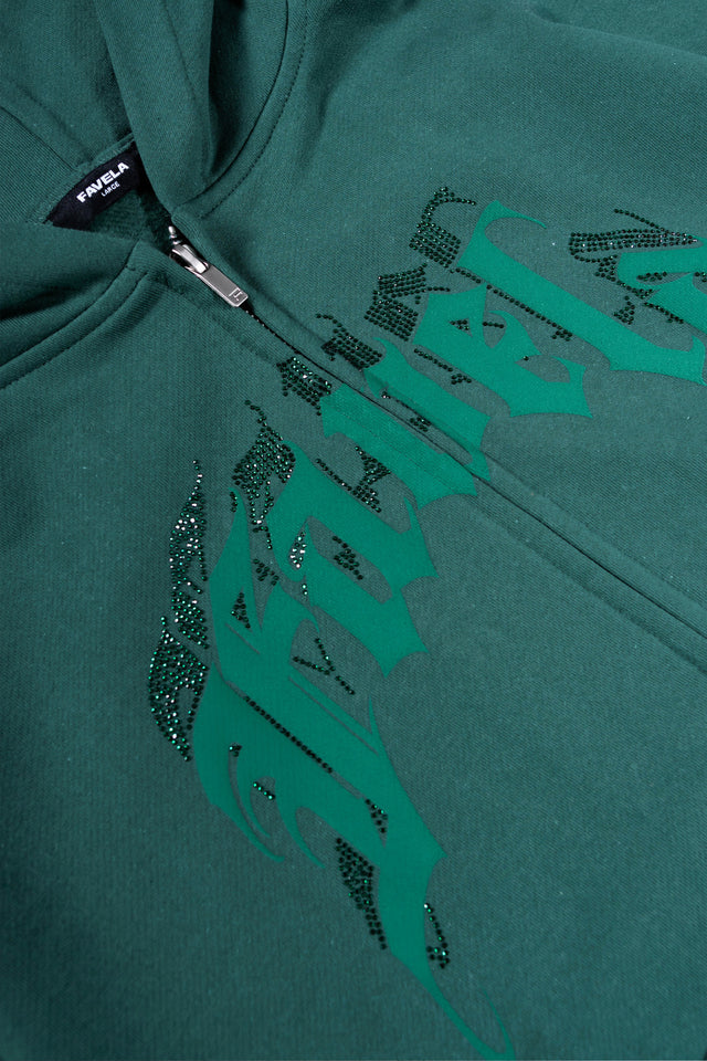 AVES RHINESTONE MILITARY GREEN FRONT ZIP