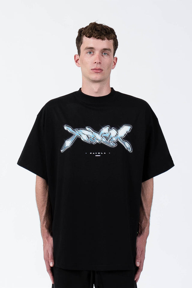 Schwarzes Oversized T-Shirt von Favela mit Space Print