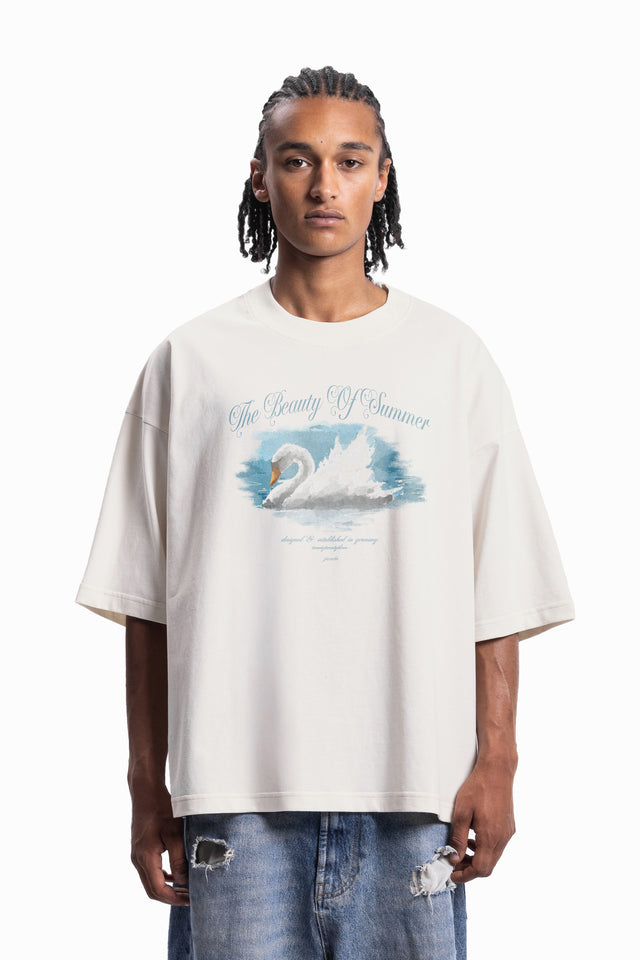 BEAUTY OF SUMMER VANILLA DISTRESSED T-SHIRT