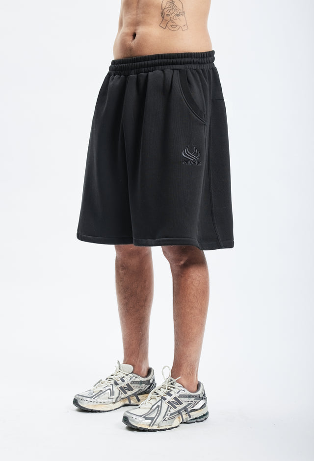 BLACK PLEATED SHORTS