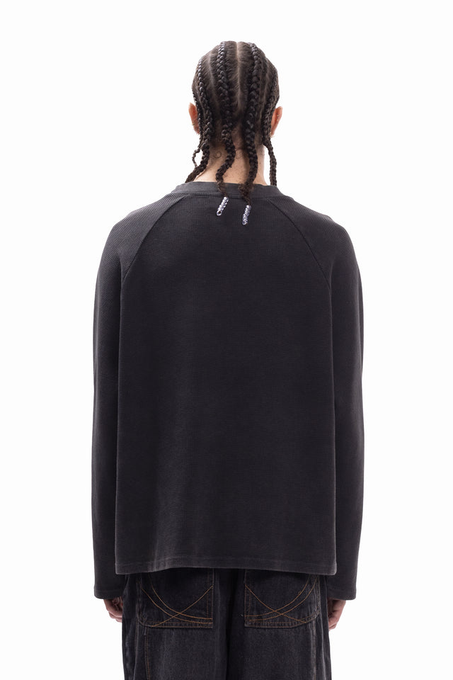 WAFFLE LONGSLEEVE BLACK WASHED