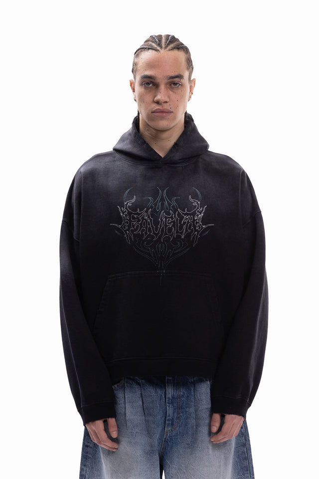 FALLEN UNIT BLACK SUN DRIED BOXY HOODIE