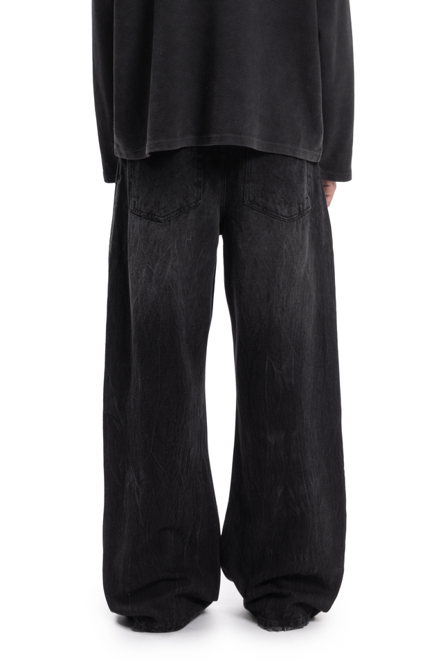 BOW CUT DENIM RETRO HEAVY WAVE WASH BLACK