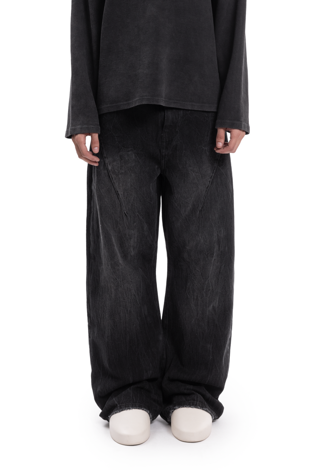 BOW CUT DENIM RETRO HEAVY WAVE WASH BLACK