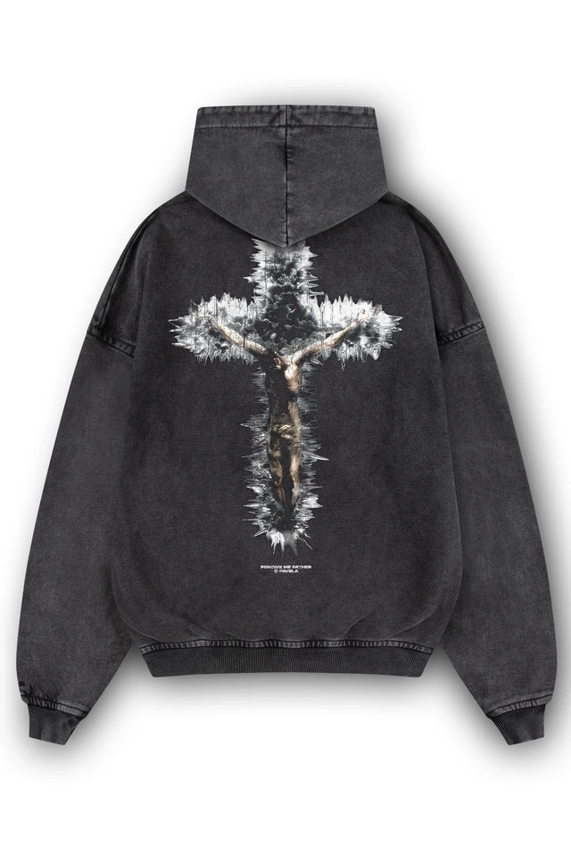 CRUCIFIED BLACK WASHED HOODIE