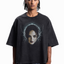 CHROME GIRL BOXY DISTRESSED BLACK WASHED T-SHIRT