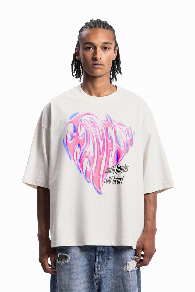 COLD HEARTS VANILLA DISTRESSED T-SHIRT