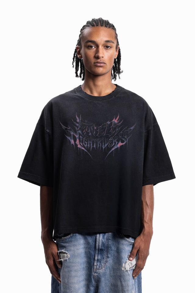 CYBERSTRUCK DISTRESSED BLACK SUN DRIED T-SHIRT