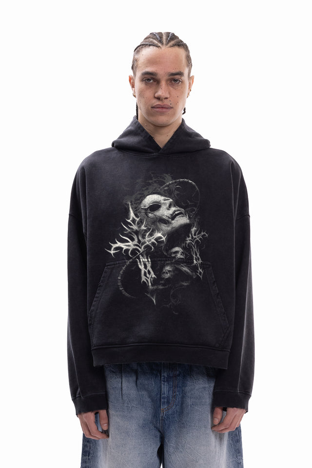 DUALITY BLACK WASHED BOXY HOODIE