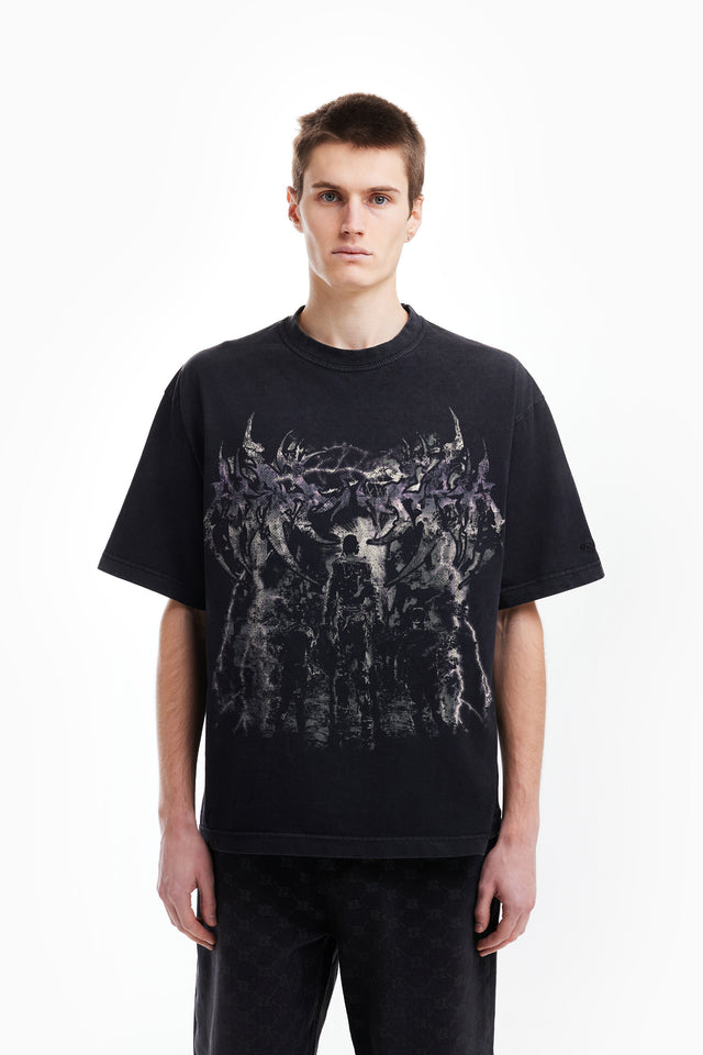 DYSTOPIA BLACK WASHED T-SHIRT