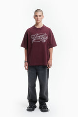 NEW 3D COLLEGE BURGUNDY T-SHIRT