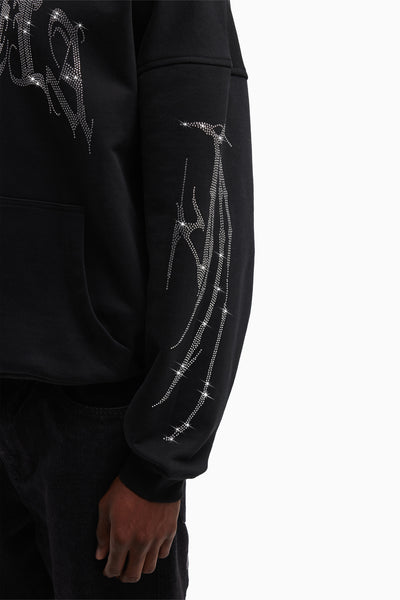 RIBCAGE RHINESTONE BLACK FRONTZIP – FAVELA Clothing