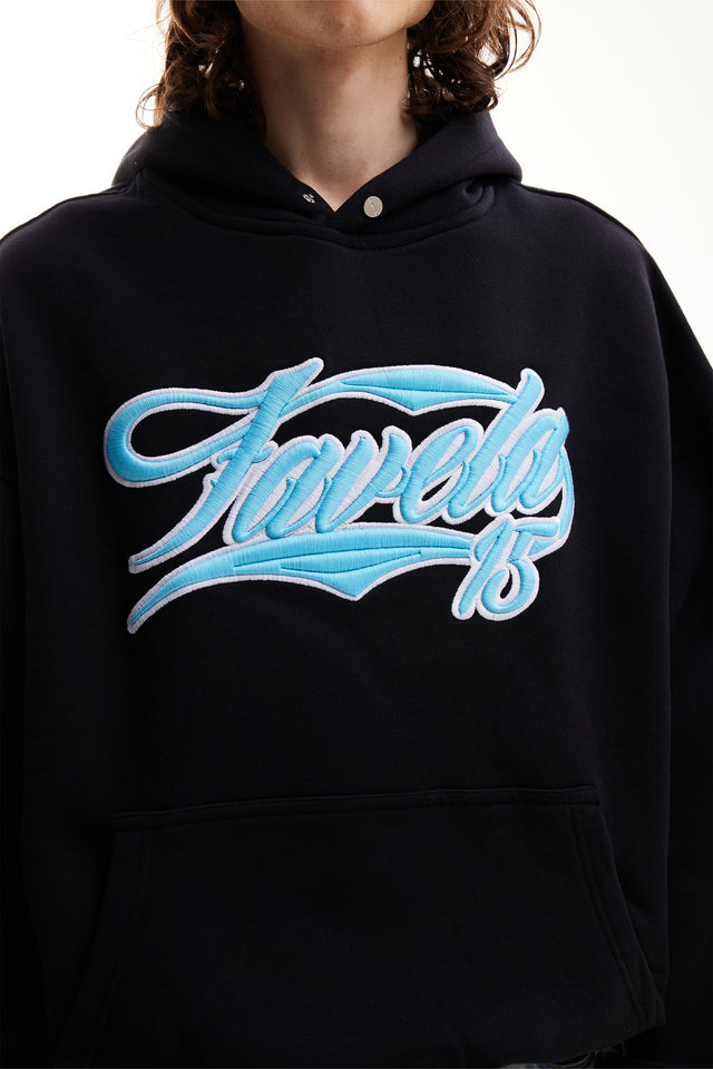 NEW 3D COLLEGE BABYBLUE/WHITE BLACK SNAP BUTTON HOODIE